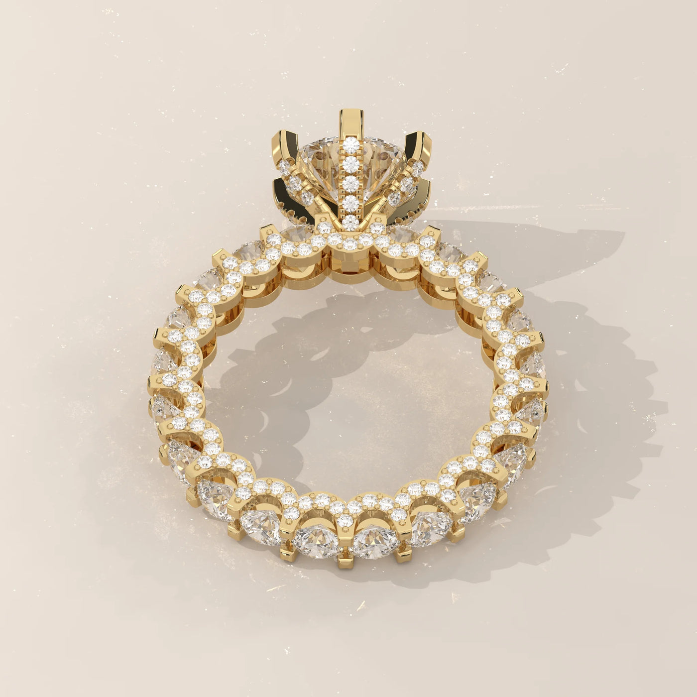 Top View: Round Diamond Ring with Solitaire Setting in Yellow Gold – Lab Grown – Driona Jewels