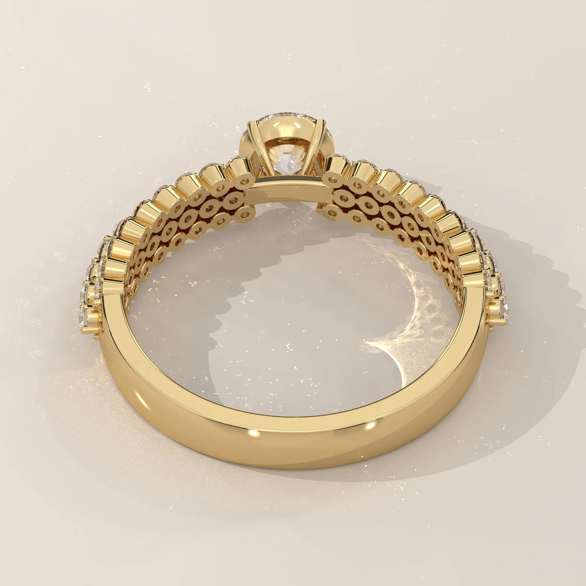 Top View: Round Diamond Ring with Solitaire Setting in Yellow Gold – Lab Grown – Driona Jewels