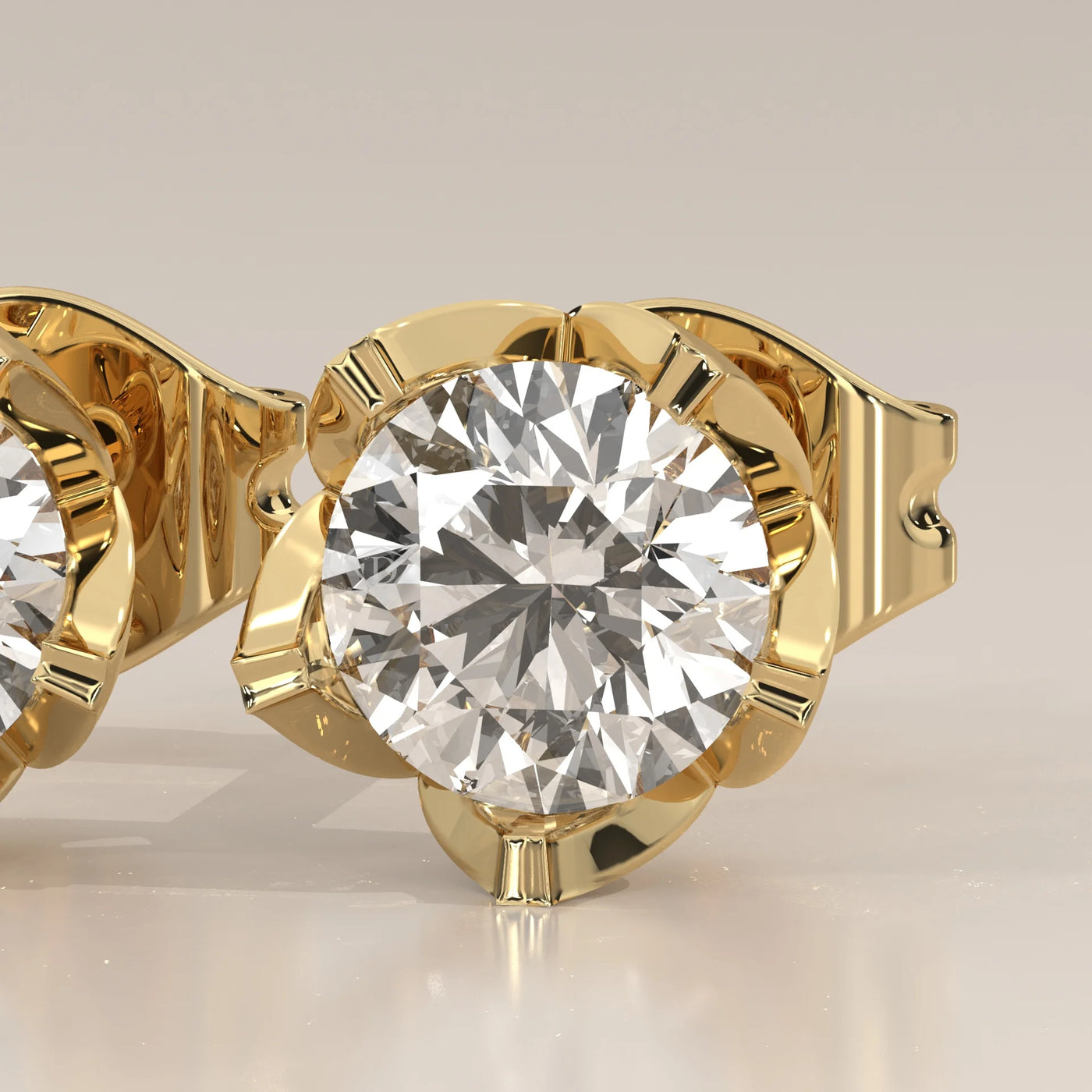Stone Detail: Round Lab Grown Diamonds in Solitaire Setting – Yellow Gold – Driona Jewels