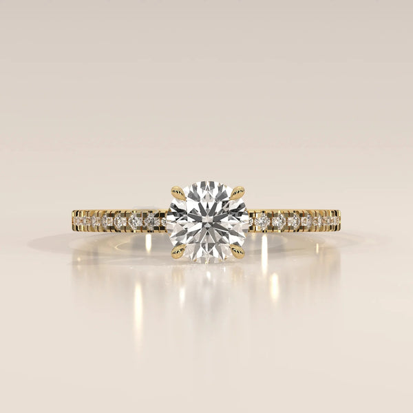 Front View: Round Diamond Ring with Solitaire Setting in Yellow Gold – Lab Grown – Driona Jewels