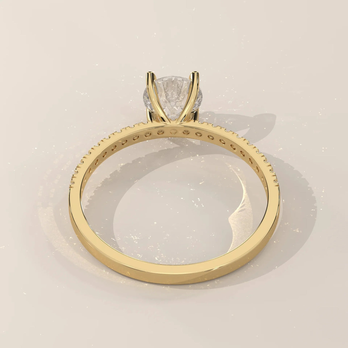 Side Profile: Round Diamond Ring with Solitaire Setting in Yellow Gold – Lab Grown – Driona Jewels