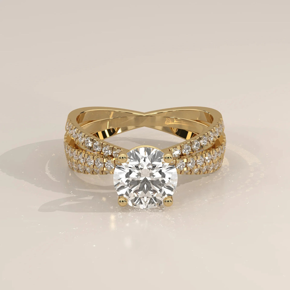 Front View: Round Diamond Ring with Solitaire Setting in Yellow Gold – Lab Grown – Driona Jewels