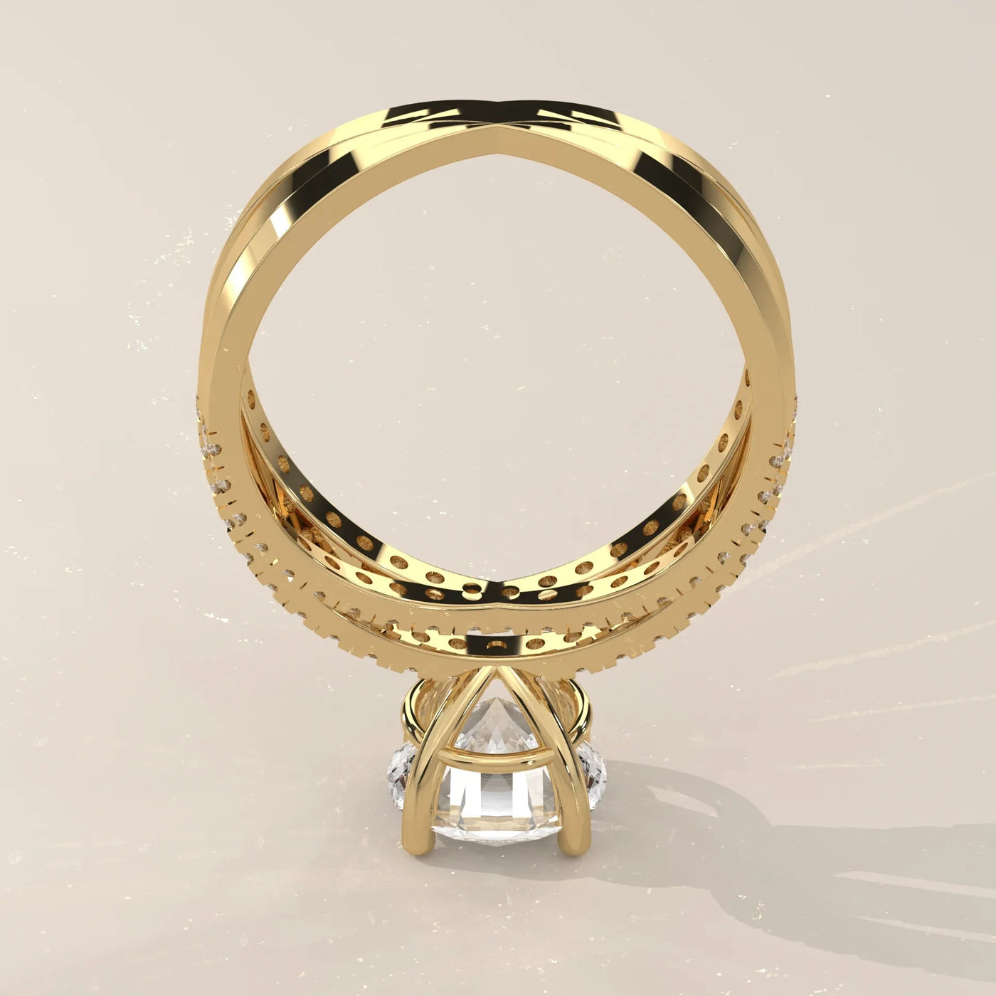 Top View: Round Diamond Ring with Solitaire Setting in Yellow Gold – Lab Grown – Driona Jewels