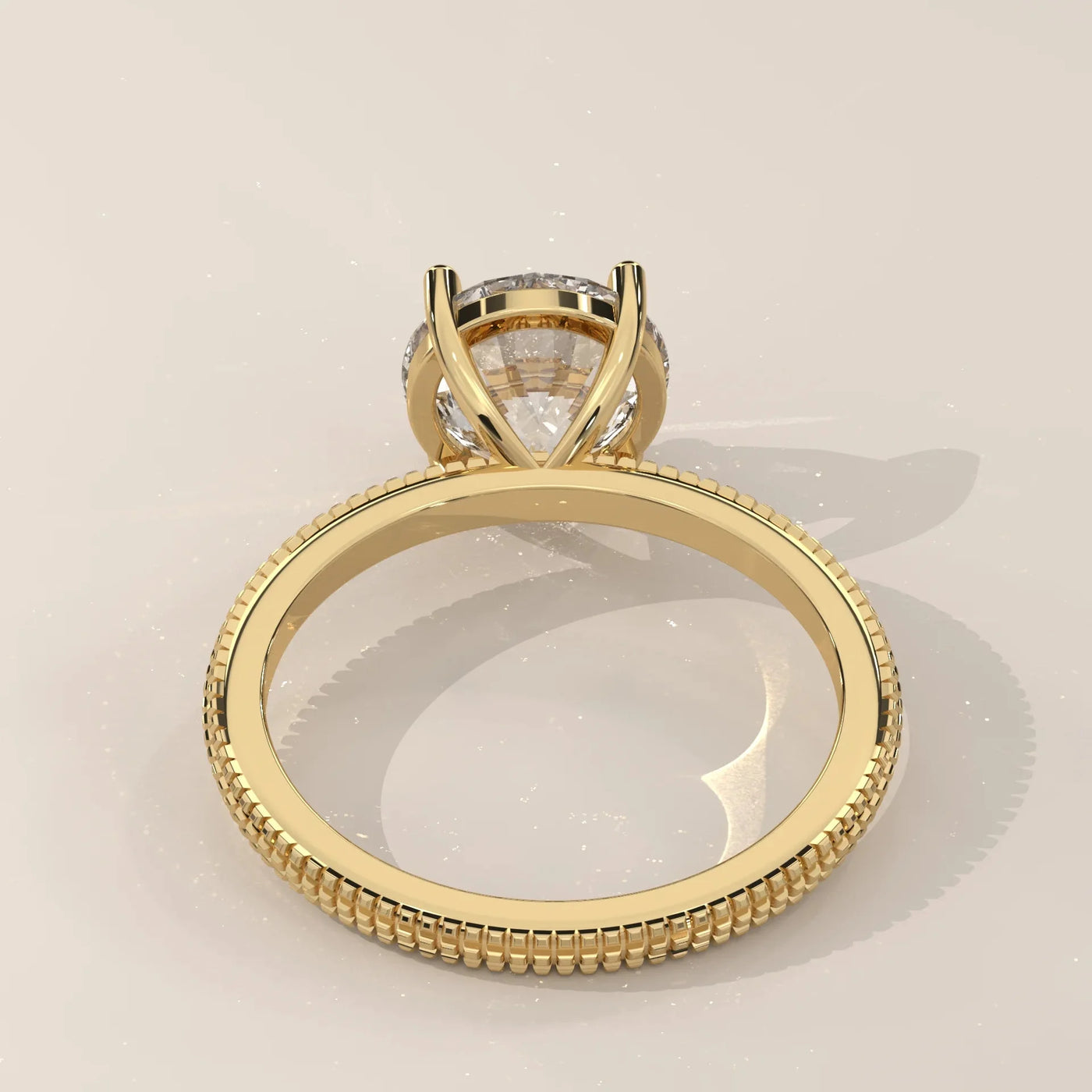 Side Profile: Round Diamond Ring with Solitaire Setting in Yellow Gold – Lab Grown – Driona Jewels