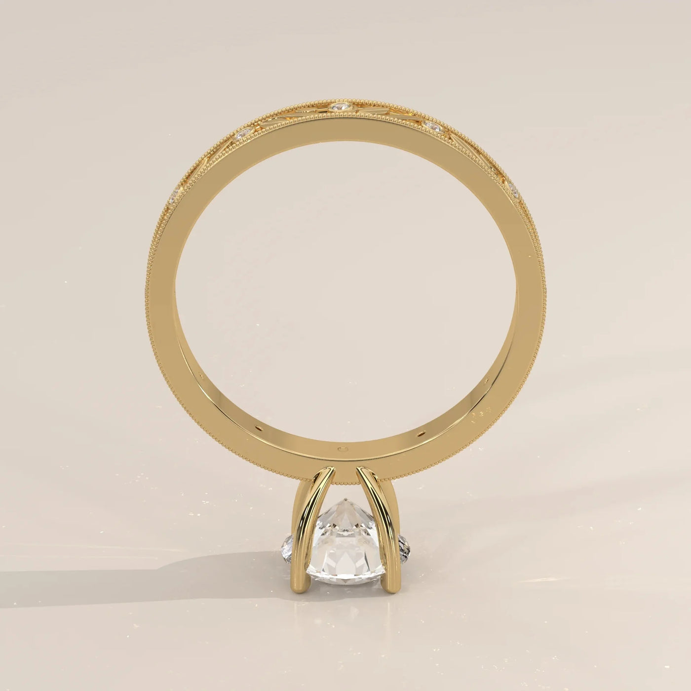 Side Profile: Round Diamond Ring with Solitaire Setting in Yellow Gold – Lab Grown – Driona Jewels