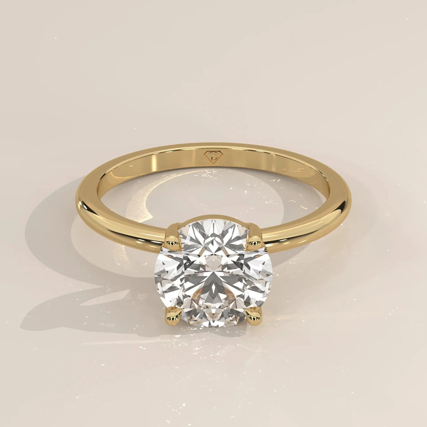 Front View: Round Diamond Ring with Solitaire Setting in Yellow Gold – Lab Grown – Driona Jewels