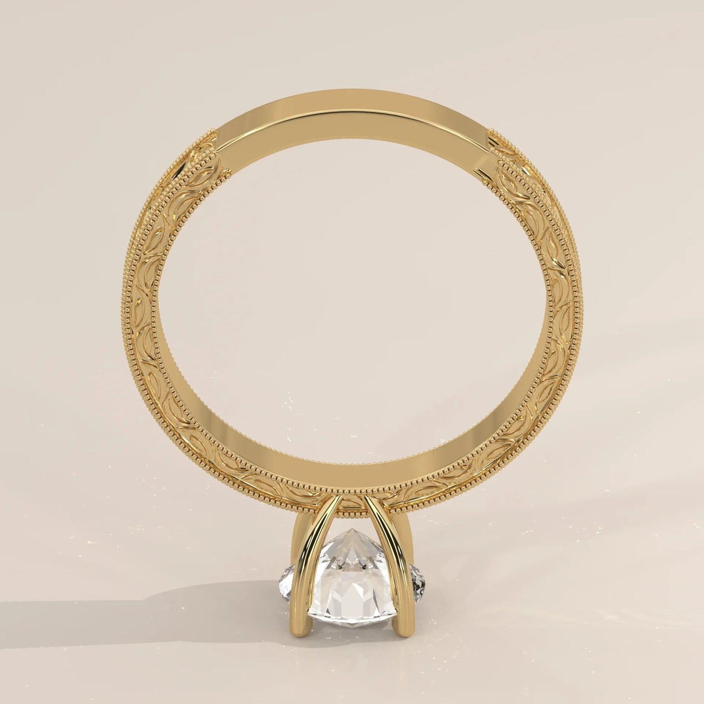 Side Profile: Round Diamond Ring with Solitaire Setting in Yellow Gold – Lab Grown – Driona Jewels