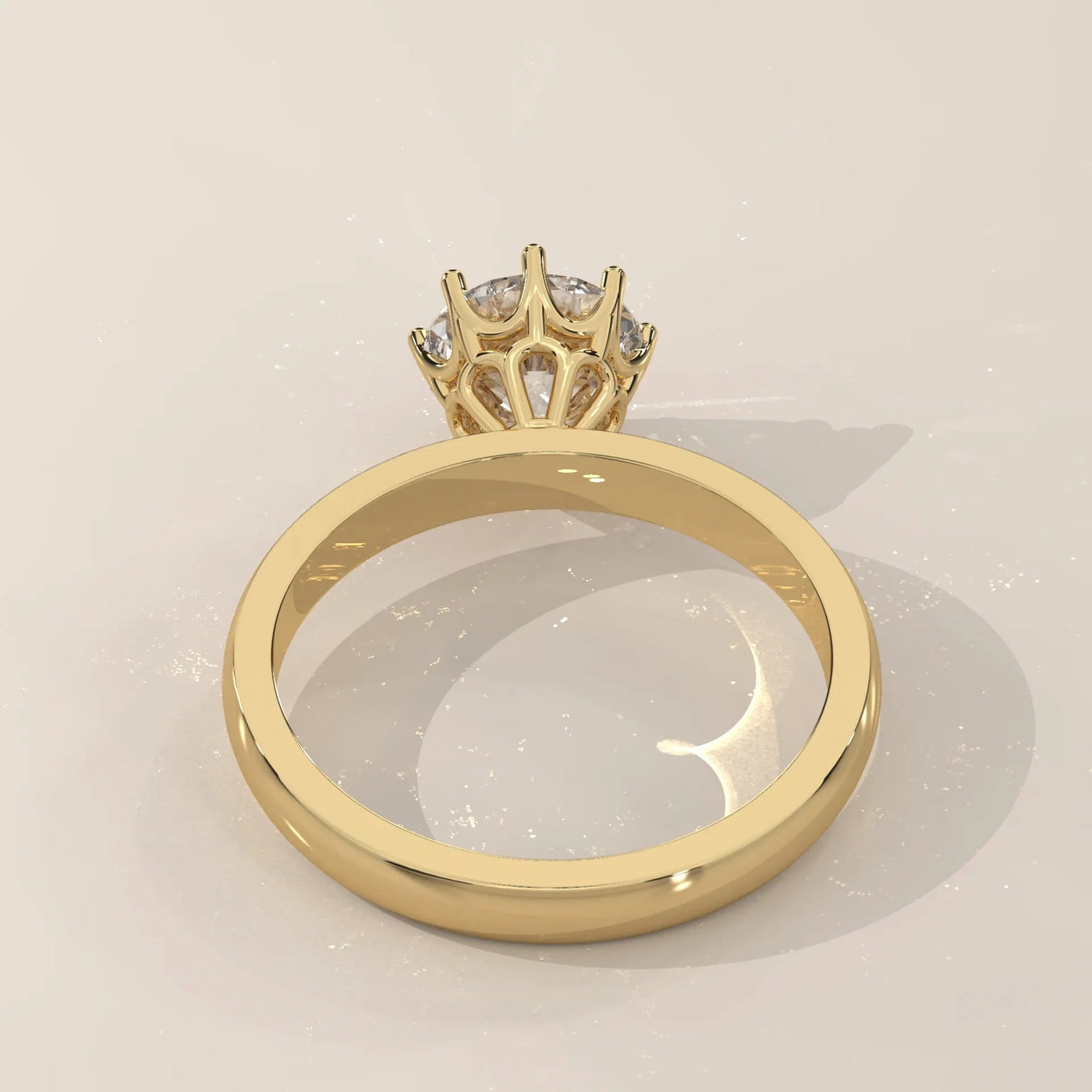 Back View: Round Diamond Ring with Solitaire Setting in Yellow Gold – Lab Grown – Driona Jewels