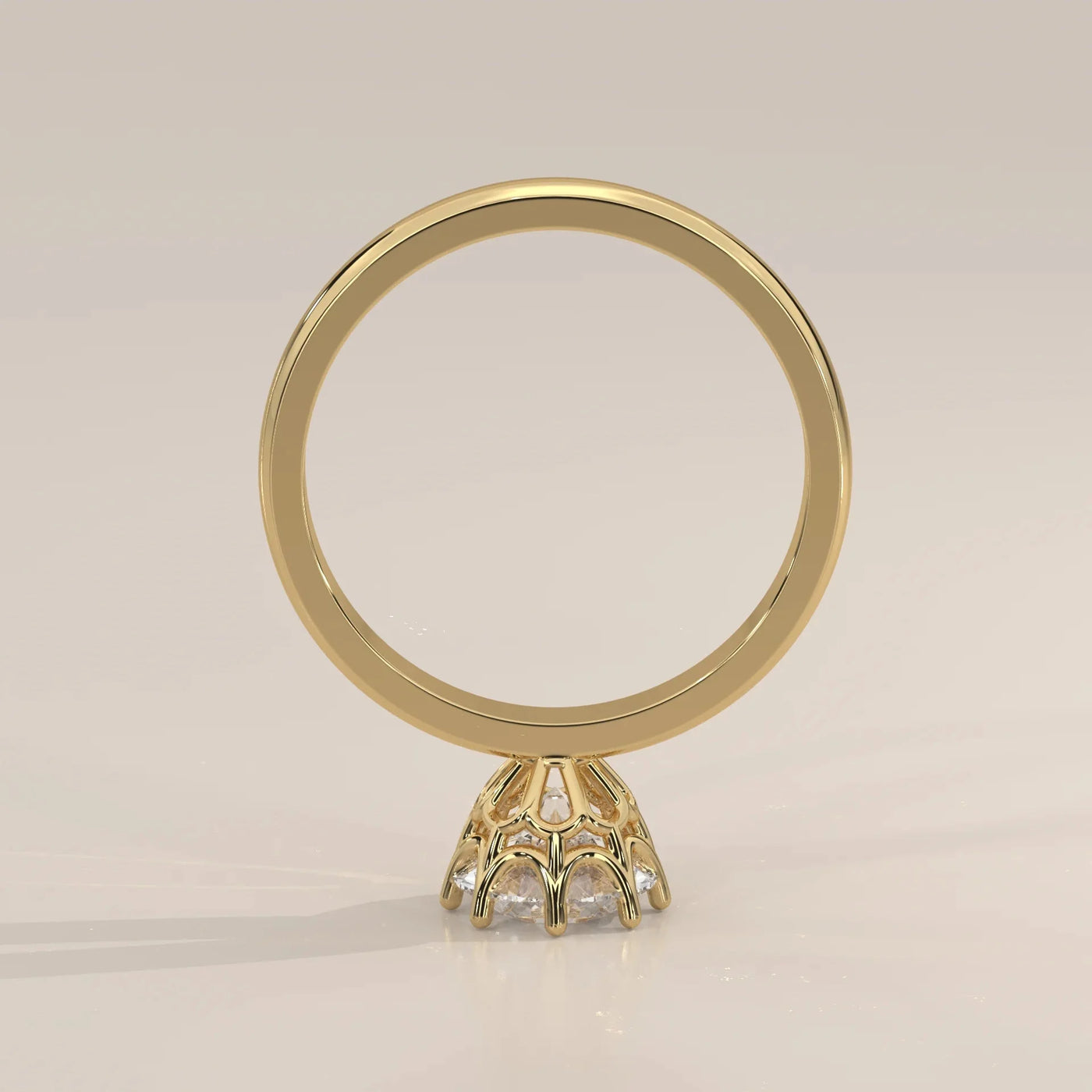 Side Profile: Round Diamond Ring with Solitaire Setting in Yellow Gold – Lab Grown – Driona Jewels