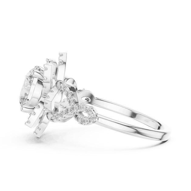 Driona Jewels Starburst Diamond Halo Engagement Ring - Round Cut Vintage