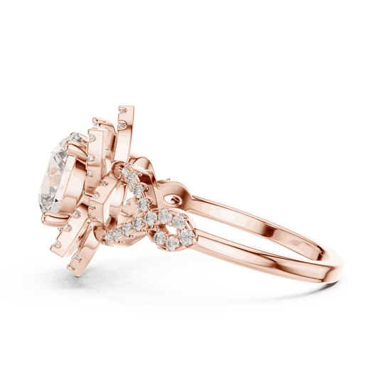 Driona Jewels Starburst Diamond Halo Engagement Ring - Round Cut Vintage