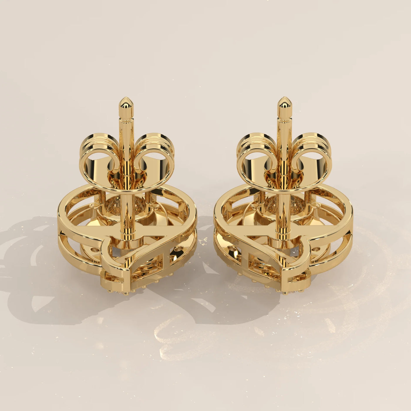 Side Profile: Round Diamond Stud Earrings with Prong Setting in Yellow Gold – Lab Grown – Driona Jewels
