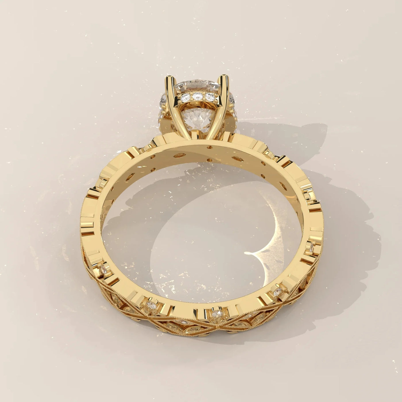 Side Profile: Round Diamond Ring with Solitaire Setting in Yellow Gold – Lab Grown – Driona Jewels