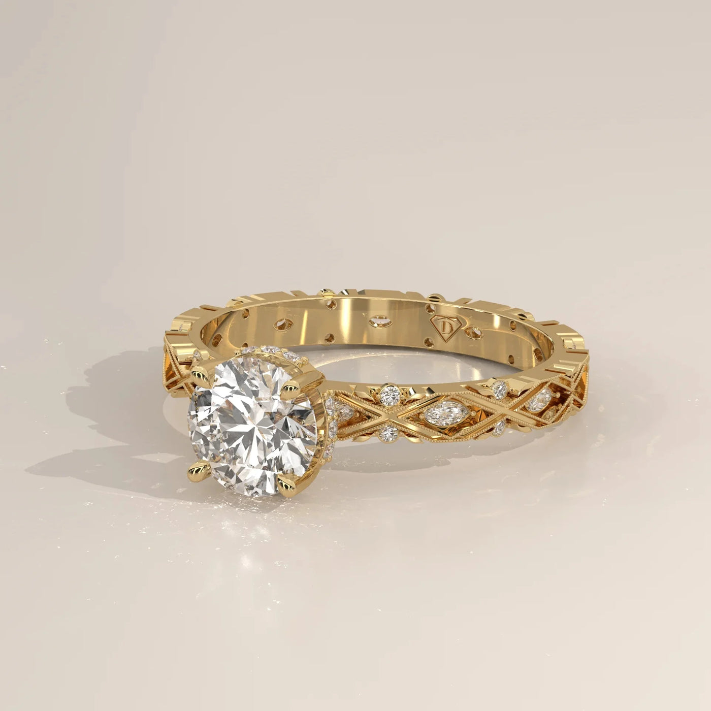 Side Profile: Round Diamond Ring with Solitaire Setting in Yellow Gold – Lab Grown – Driona Jewels