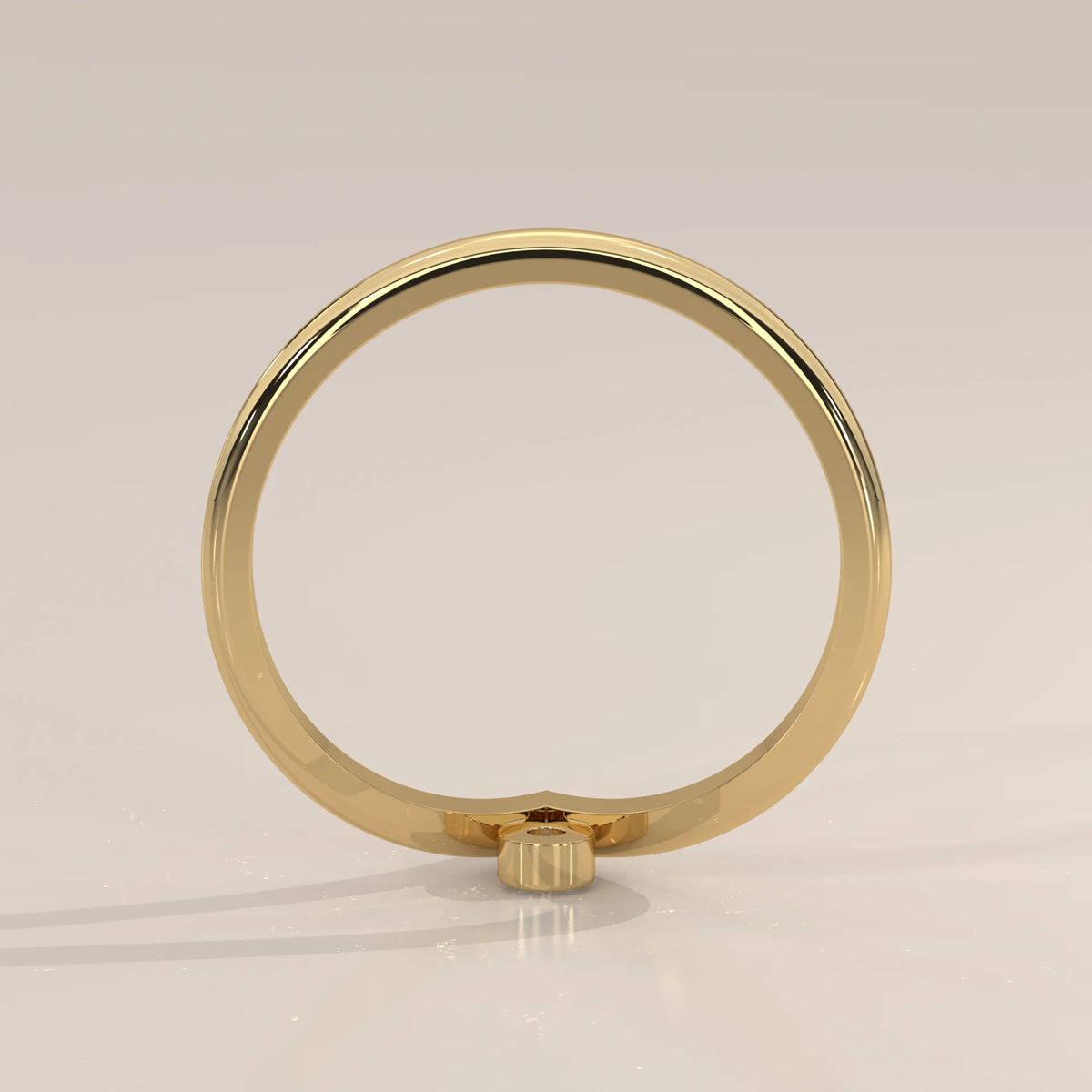 Sharp V Chevron Band with a Single Bezel Set Diamond in yellow gold, shown from the side.