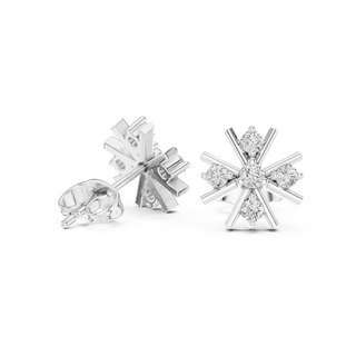 Pair-shot: Round Diamond Earrings with Prong Setting in 14k White Gold - Lab Grown - Driona Jewels