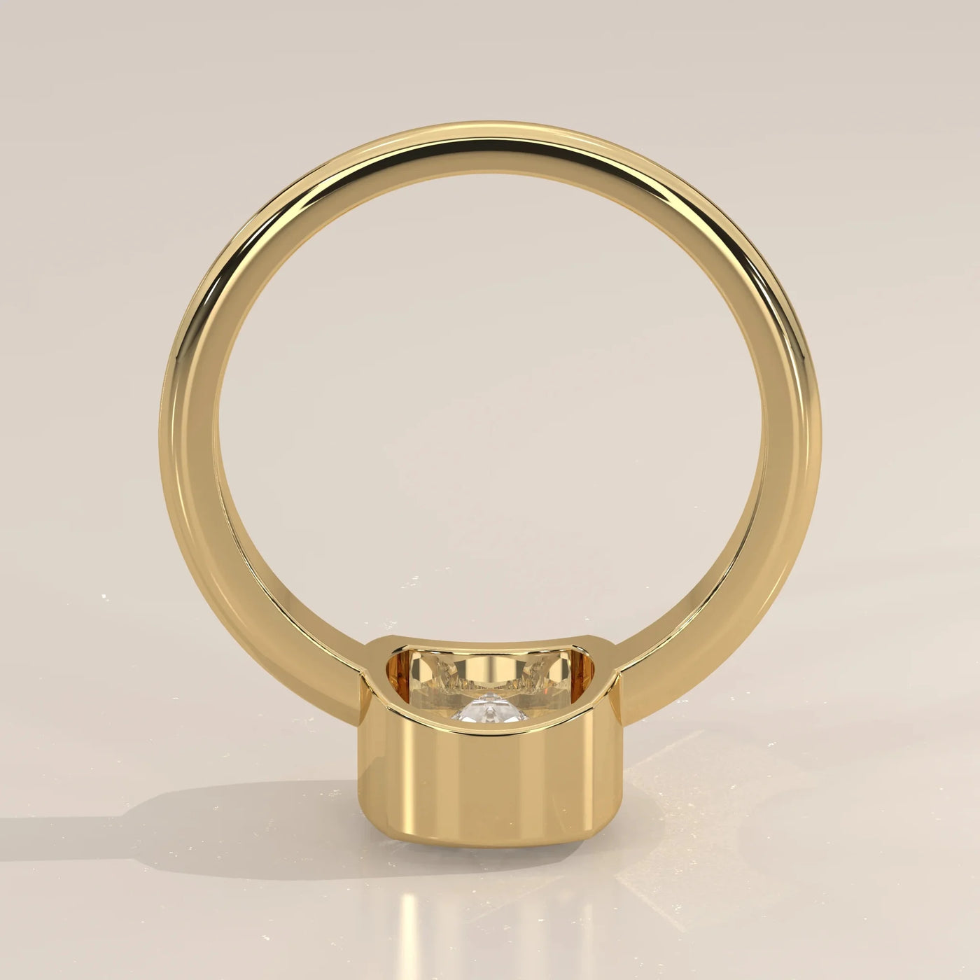 Side Profile: Cushion Diamond Ring with Bezel Setting in Yellow Gold – Lab Grown – Driona Jewels