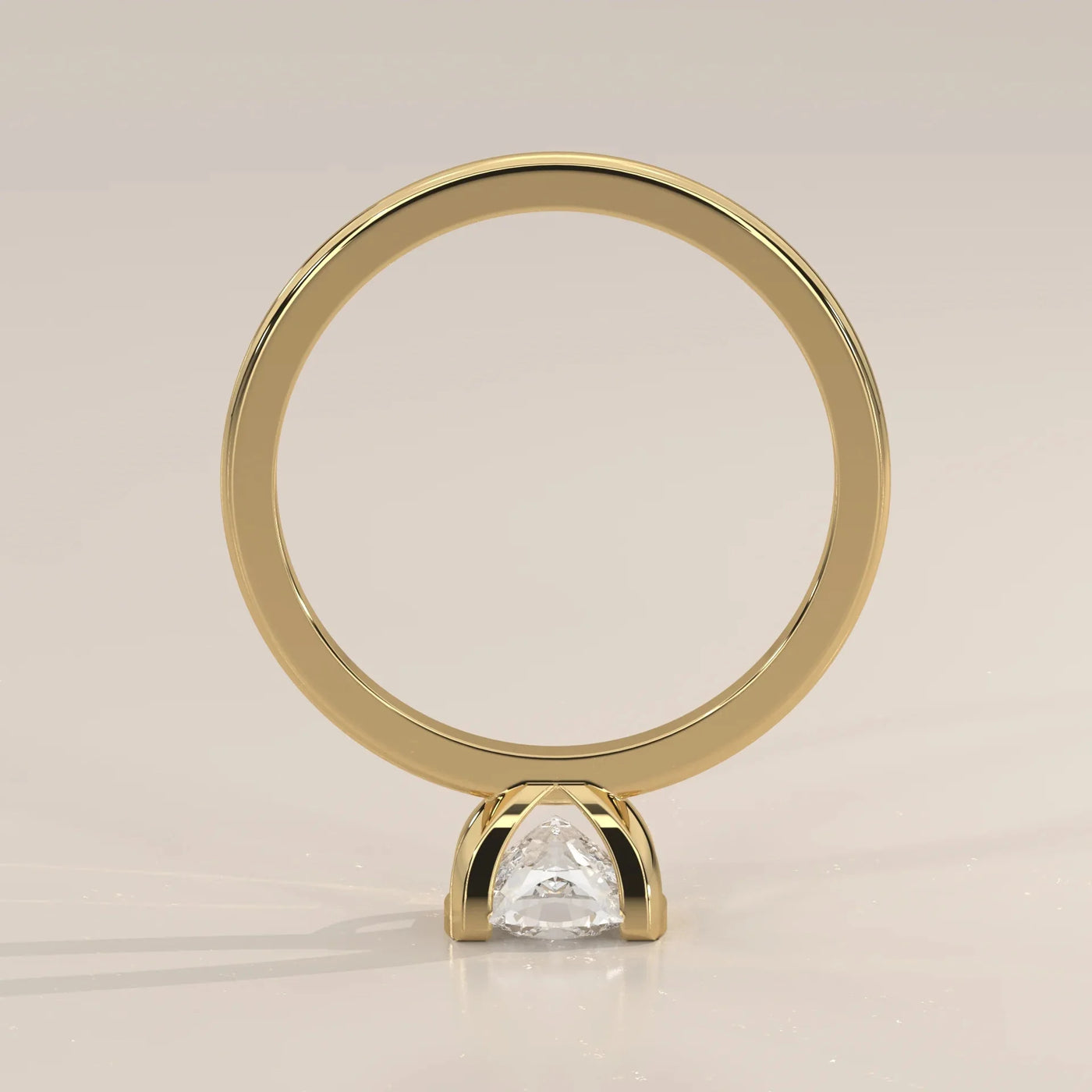 Front View: Cushion Diamond Ring with Tension Setting in Yellow Gold – Lab Grown – Driona Jewels