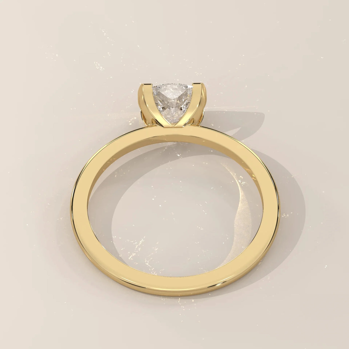 Side Profile: Cushion Diamond Ring with Tension Setting in Yellow Gold – Lab Grown – Driona Jewels