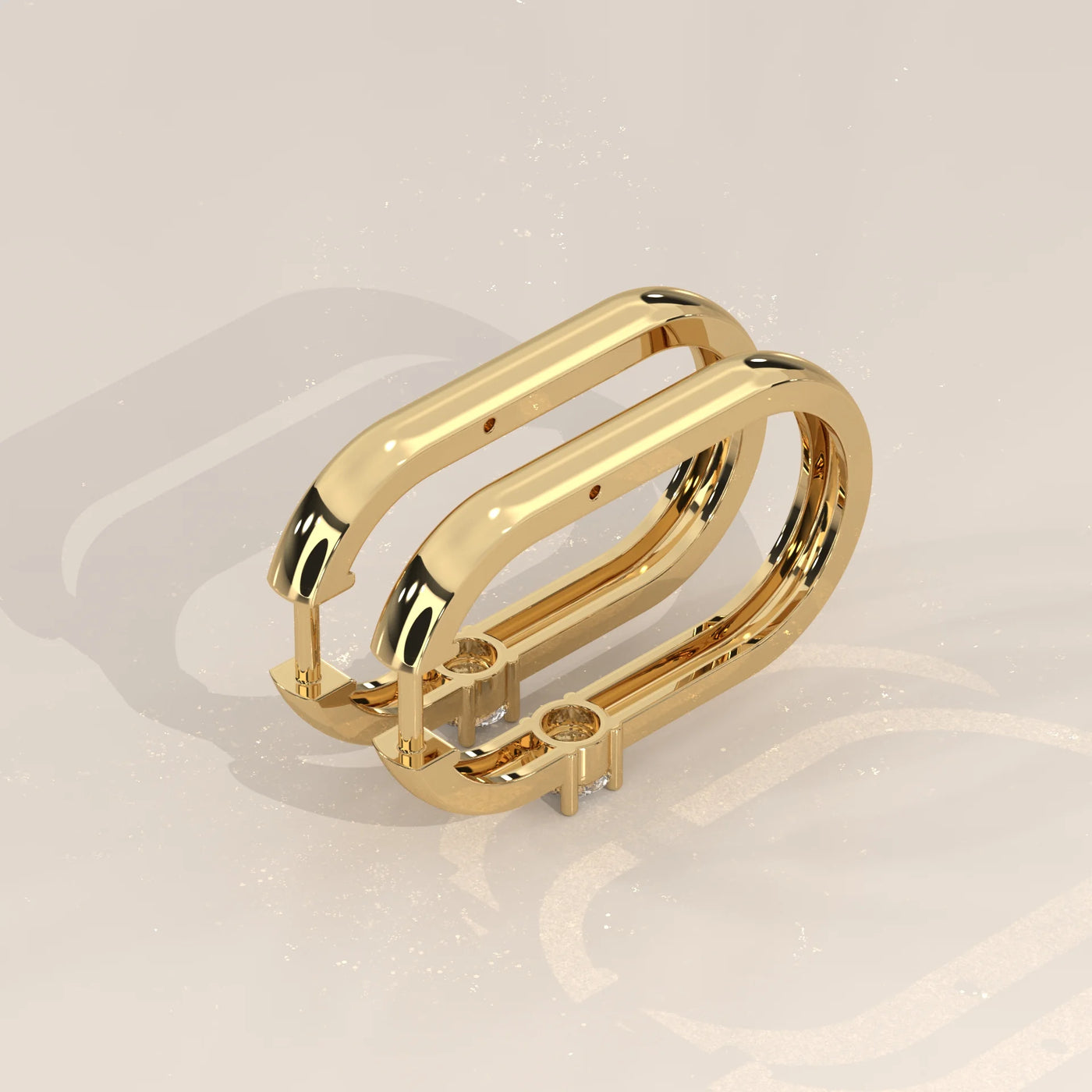 Angle View: Round Diamond Hoop Earrings with Prong Setting in Yellow Gold – Lab Grown – Driona Jewels