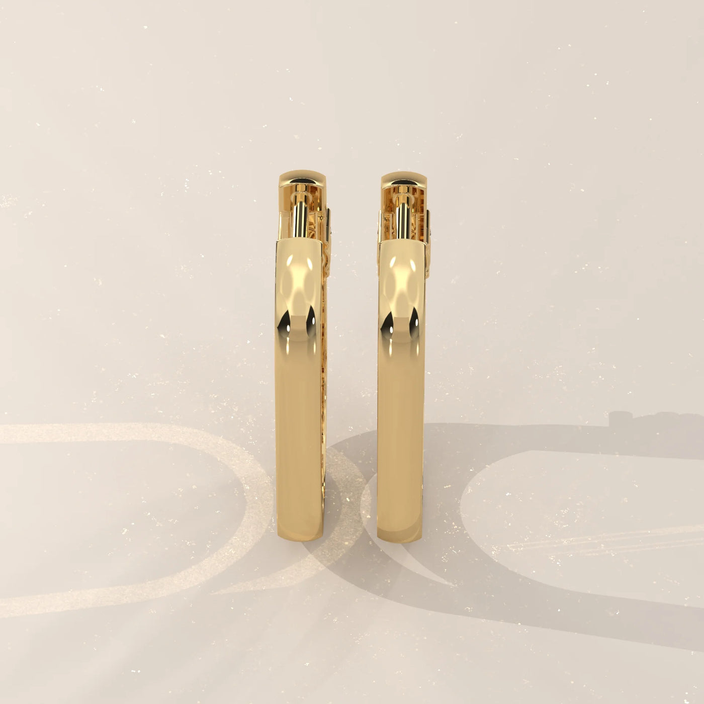 Back View: Round Diamond Hoop Earrings with Prong Setting in Yellow Gold – Lab Grown – Driona Jewels
