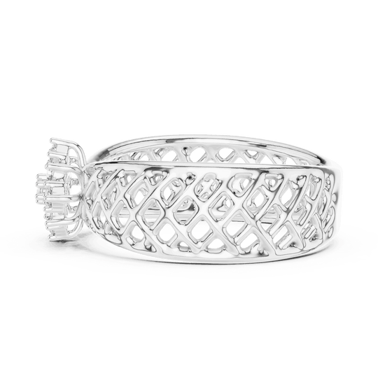 Driona Jewels | Vintage Floral Diamond Cluster Ring in Lattice Gold Band
