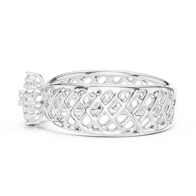 Driona Jewels | Vintage Floral Diamond Cluster Ring in Lattice Gold Band