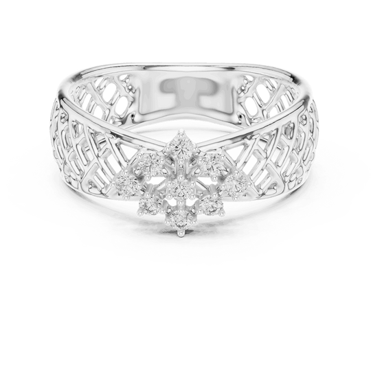 Driona Jewels | Vintage Floral Diamond Cluster Ring in Lattice Gold Band