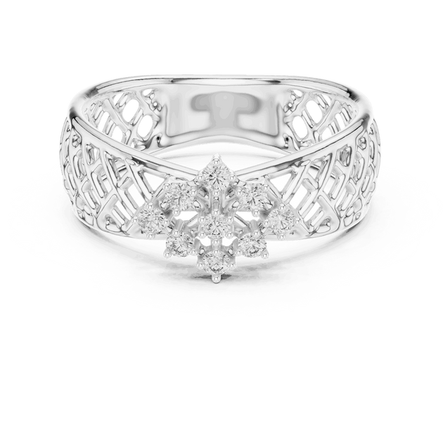 Driona Jewels | Vintage Floral Diamond Cluster Ring in Lattice Gold Band