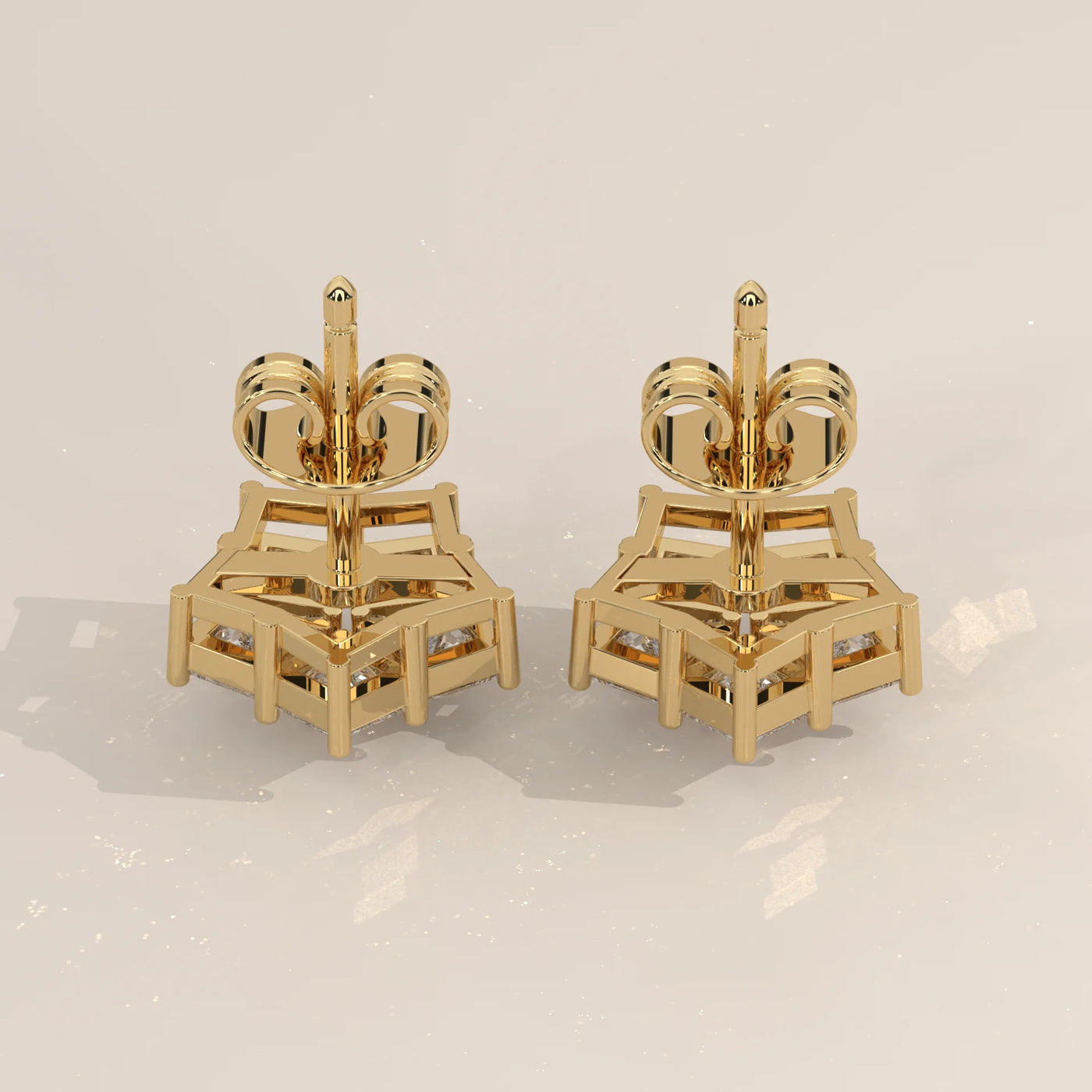 Side Profile: Round Diamond Stud Earrings with Cluster Setting in Yellow Gold – Lab Grown – Driona Jewels