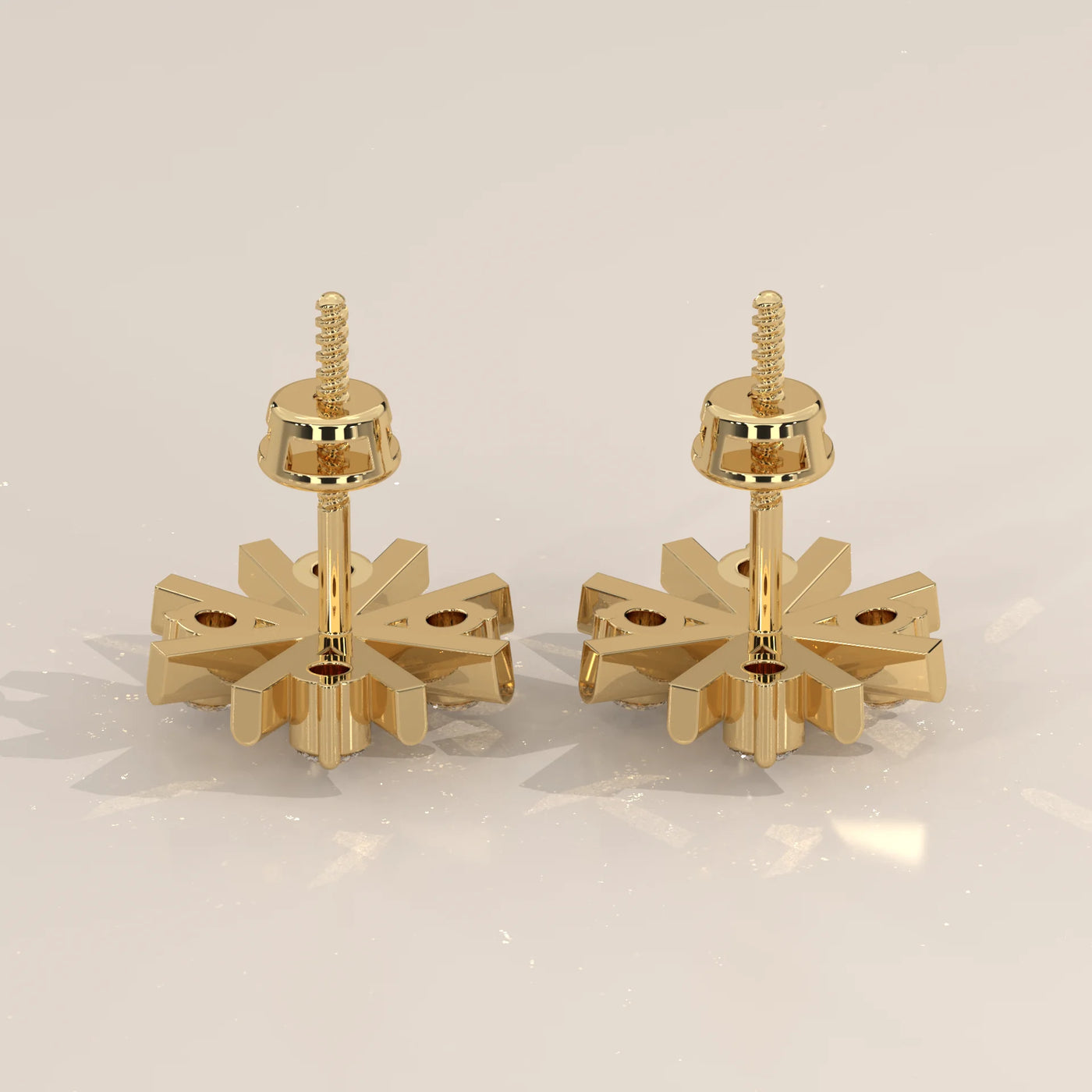 Side Profile: Round Diamond Stud Earrings with Cluster Setting in Yellow Gold – Lab Grown – Driona Jewels