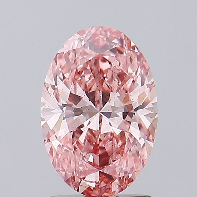 1.58 carat fancy vivid pink oval lab grown diamond SI1 clarity
