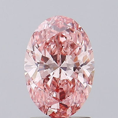 1.58 carat fancy vivid pink oval lab grown diamond SI1 clarity