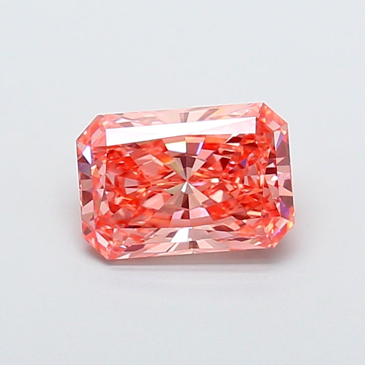 3.05 carat fancy vivid pink radiant lab grown diamond VVS2 clarity