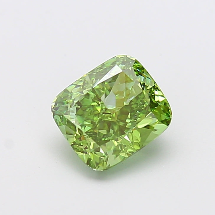 2.11 carat fancy vivid green cushion lab grown diamond VVS2 clarity