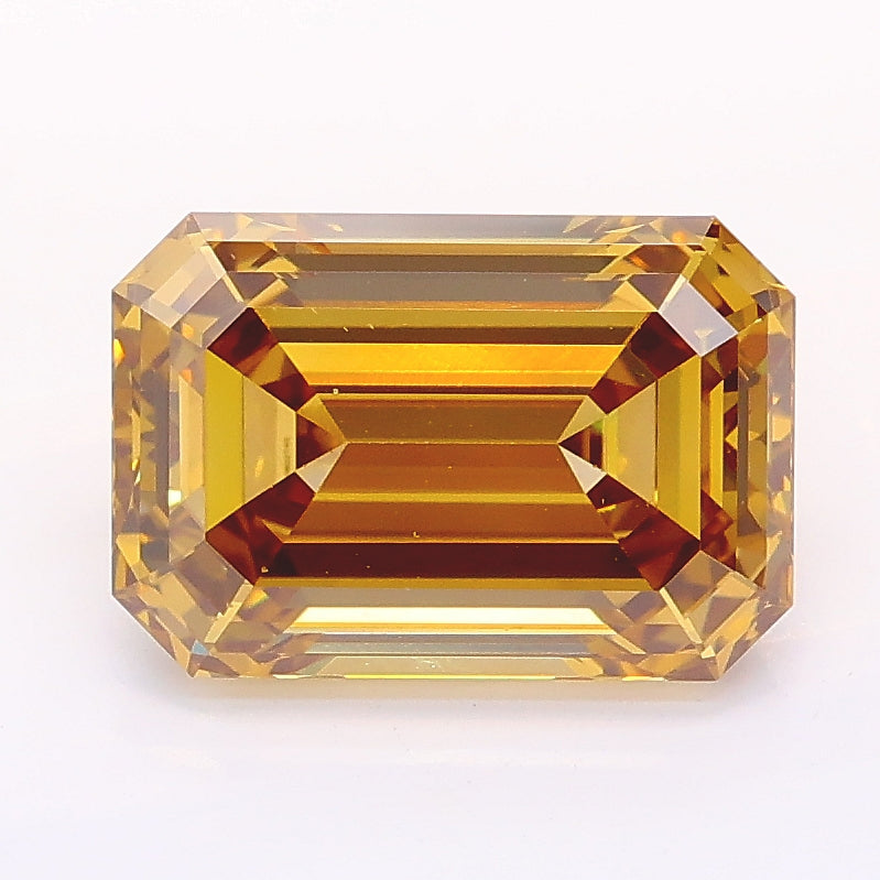 3.17 carat fancy yellow brown emerald lab grown diamond VS1 clarity