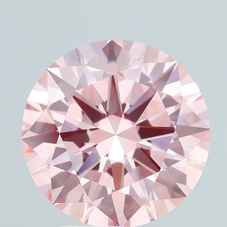 3.48 carat fancy intense brownish pink round lab grown diamond VS1 clarity