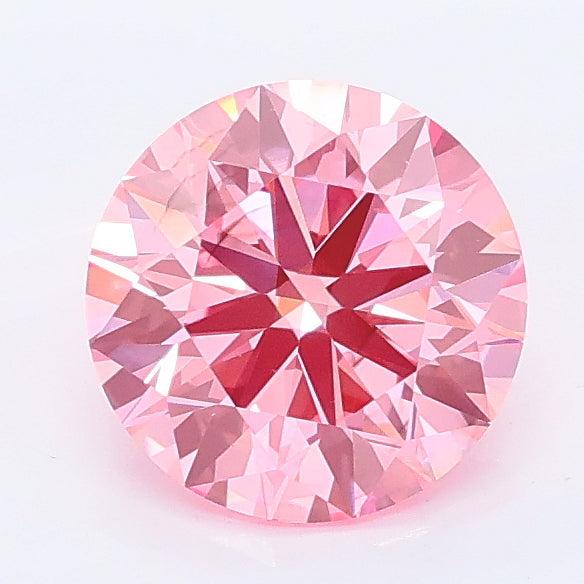 1.48 carat fancy vivid pink round lab grown diamond VS2 clarity
