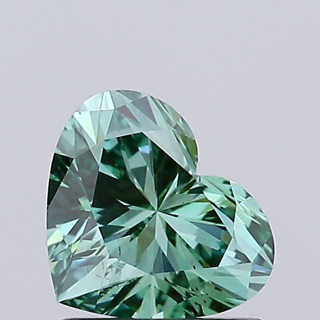 0.97 carat fancy vivid green heart lab grown diamond VS2 clarity