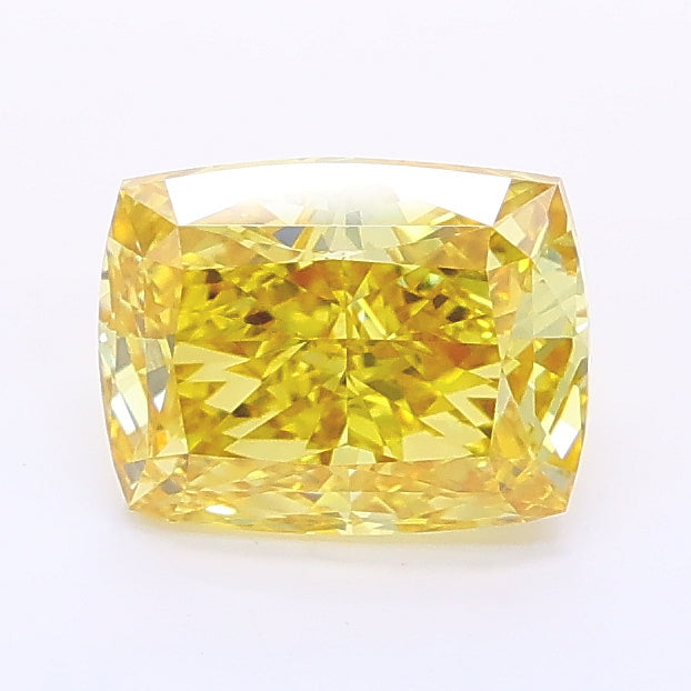 1.27 carat fancy vivid yellow cushion lab grown diamond VVS2 clarity