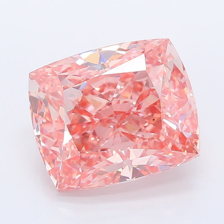 3.16 carat fancy vivid pink cushion lab grown diamond VS1 clarity