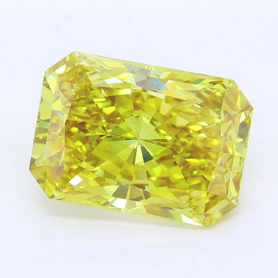 7.23 carat fancy vivid yellow radiant lab grown diamond VVS2 clarity