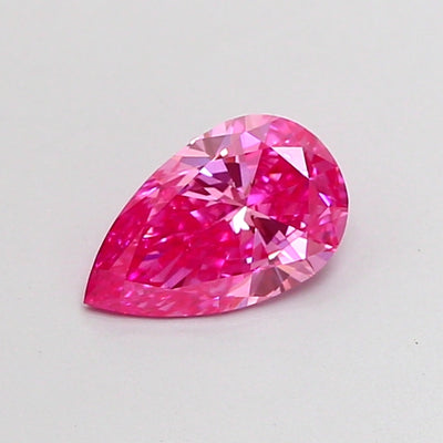 0.79 carat fancy vivid pink pear lab grown diamond VS1 clarity