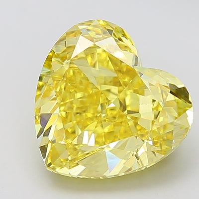 8.04 carat fancy vivid yellow heart lab grown diamond VS2 clarity