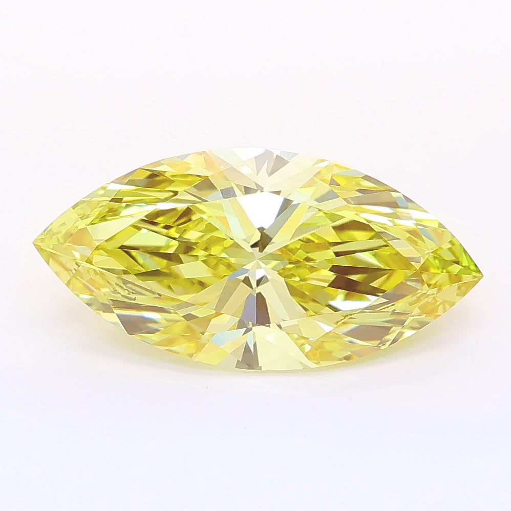 2.54 carat fancy intense yellow marquise lab grown diamond VS1 clarity