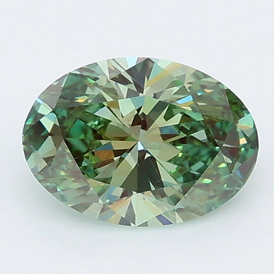 1.01 carat fancy vivid green oval lab grown diamond VVS2 clarity
