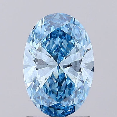 1.54 carat fancy vivid blue oval lab grown diamond SI1 clarity