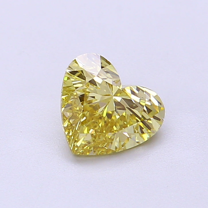 0.90 carat fancy intense yellow heart lab grown diamond VS1 clarity