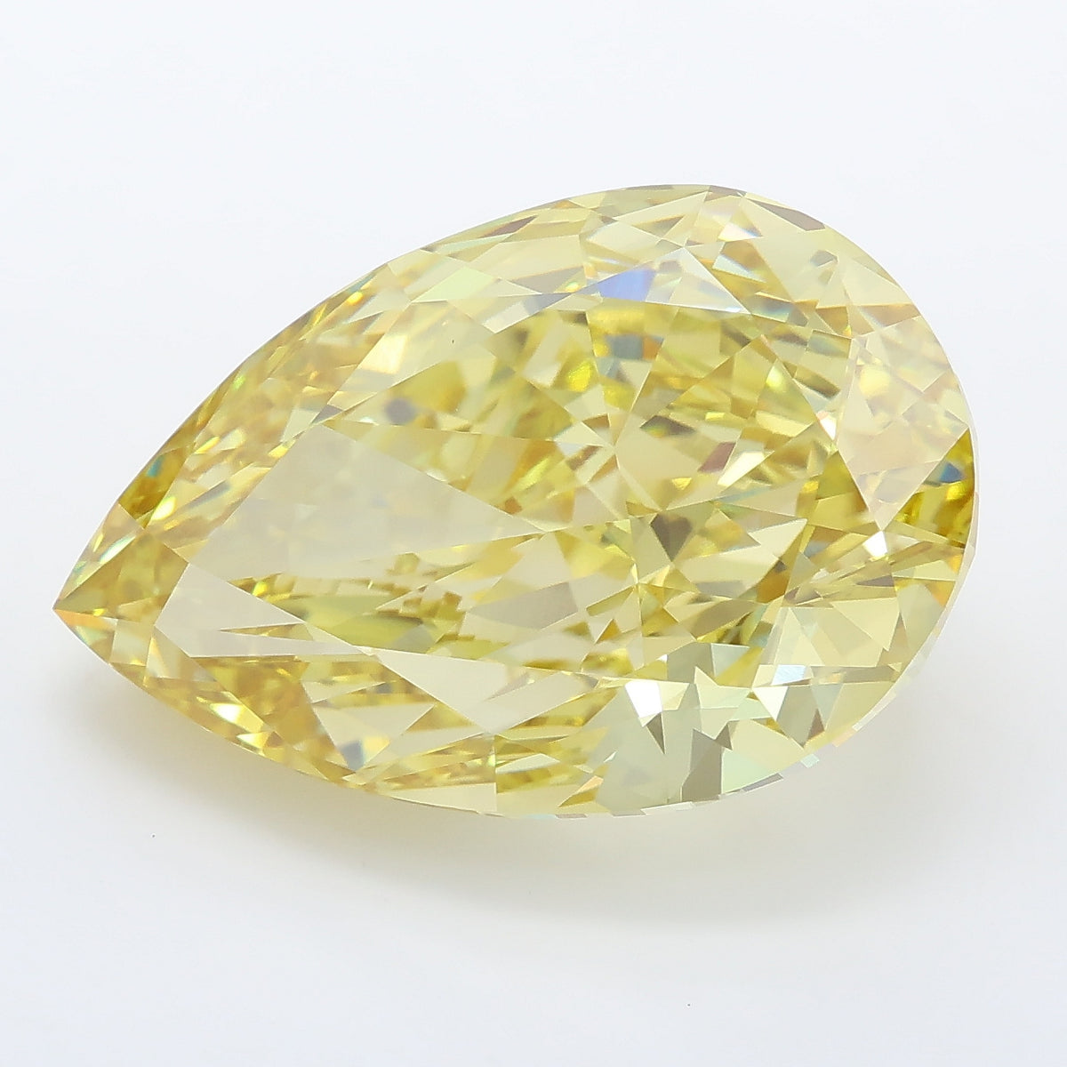 13.36 carat fancy intense yellow pear lab grown diamond VVS2 clarity