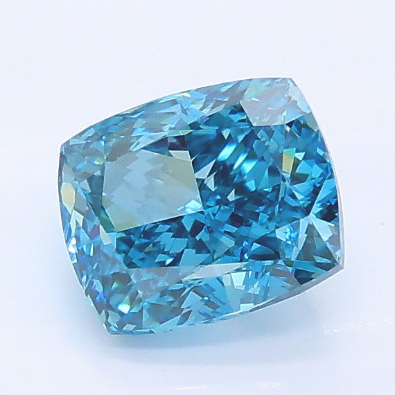 1.30 carat fancy vivid blue cushion lab grown diamond VS1 clarity